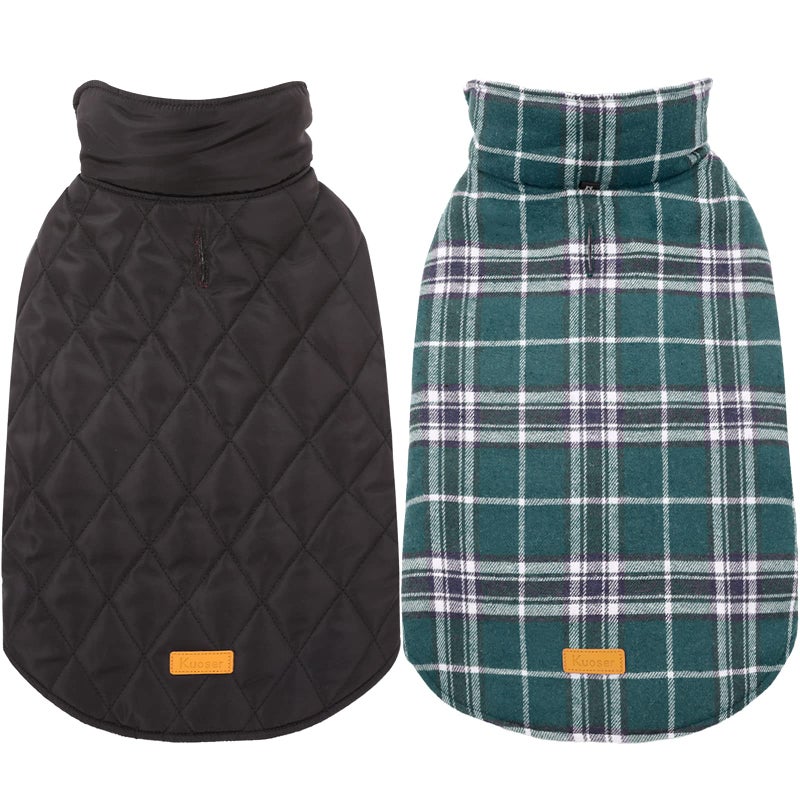Kuoser Warm Dog Coat, Waterproof Dog Jacket for Extra Large Dogs, Adjustable Durable XXL Doggie Winter Coat Reversible Puppy Cold Weather Apparel from Small to Large Breed, Green XXL - Image 1